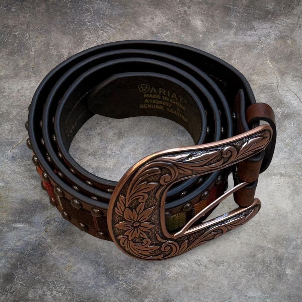 Ariat Genuine Leather Southwestern Serape Cowgirl Belt Women's Size Large BOHO
